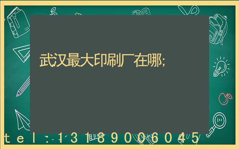 武汉最大印刷厂在哪